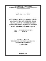 An investigation into domestication and foreignization in the english translation of vu trong phung s dumb luck novel and foreign readers perception 