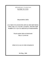 Các nhân tố ảnh hưởng đến sự đổi mới trong công việc của người lao động trường hợp nghiên cứu tại các khách sạn ở khánh hòa 