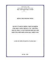 Quản lý hoạt động trải nghiệm cho học sinh trong các trường trung học cơ sở thành phố hà nội đáp ứng đổi mới giáo dục hiện nay