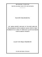 Tác động sở hữu nhà đầu tư tổ chức đối với thanh khoản chứng khoán  bằng chứng thực nghiệm ở các công ty niêm yết tại sở giao dịch chứng khoán TP HCM 