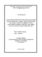An investigation into loss and gain in the translation of a comic the adventures of tintin tintin in america into vietnamese version nhung cuoc phieu luu cua tintin tintin tren dat my 