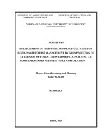 Xây dựng cơ sở khoa học và thực tiễn cho quản lý rừng trồng bền vững theo nhóm đáp ứng tiêu chuẩn của hội đồng quản trị rừng (FSC) tại các công ty trực thuộc tổng công ty giấy việt nam tt tiếng anh 