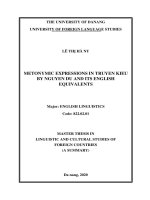 Metonymic expressions in truyen kieu by nguyen du and its english equivalents 