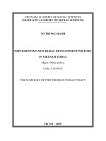 Thực hiện chính sách xây dựng nông thôn mới ở việt nam hiện nay tt tiếng anh 