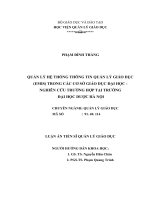 Quản lý hệ thống thông tin quản lý giáo dục (EMIS) trong các cơ sở giáo dục đại học   nghiên cứu trường hợp tại trường đại học dược hà nội 