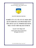 Nghiên cứu các yếu tố ảnh hưởng đến quyết định chọn mua sản phẩm điện máy tiêu dùng tại các website bán hàng trực tuyến trên địa bàn TP HCM 