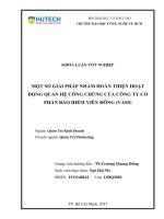 một số giải pháp nhằm hoàn thiện hoạt động quan hệ công chúng của công ty cổ phần bảo hiểm viễn đông (vass)​ 