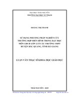Sử dụng phương pháp nghiên cứu trường hợp điển hình trong dạy học môn giáo dục công dân lớp 12 