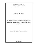 Phát triển tư duy phê phán cho học sinh trong dạy học hình học không gian lớp 11, ban cơ bản​ 