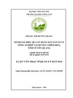 Đánh giá hiệu quả sử dụng đất sản xuất nông nghiệp tại huyện chiêm hóa, tỉnh tuyên quang 