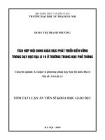 Tích hợp nội dung giáo dục phát triển bền vững trong day học địa lý 10 ở trường trung học phổ thông tt 