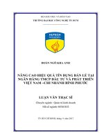 Nâng cao hiệu quả tín dụng bán lẻ tại ngân hàng TMCP đầu tư  phát triển việt nam  chi nhánh bình phước 