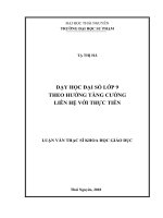 Dạy học đại số lớp 9 theo hướng tăng cường liên hệ với thực tiễn 