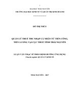 Quản lý thuế thu nhập cá nhân từ tiền công,tiền lương tạicục thuế tỉnh thái nguyên 