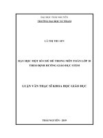 Dạy học một số chủ đề trong môn toán lớp 10 theo định hướng giáo dục stem 