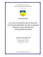 Các yếu tố ảnh hưởng đến sự hài lòng của doanh nghiệp đối với dịch vụ kê khai thuế qua mạng trên địa bàn thành phố hồ chí minh​ 