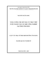 Tăng cường thu hút đầu tư trực tiếp nước ngoài vào các khu công nghiệp tại tỉnh vĩnh phúc 