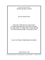 Phát huy tính tích cực nhận thức của học sinh THCS qua tổ chức dạy học các kiến thức về nhiệt học với sự hỗ trợ của phần mềm dạy học và bản đồ tư duy​ 