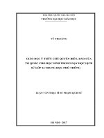 Giáo dục ý thức chủ quyền biển, đảo của tổ quốc cho học sinh trong dạy học lịch sử lớp 12 trung học phổ thông​ 