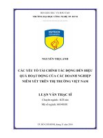 Các yếu tố tài chính tác động đến hiệu quả hoạt động của các doanh nghiệp niêm yết trên thị trường việt nam​ 
