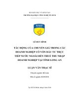 Tác động của chuyển giá trong các doanh nghiệp có vốn đầu tư trực tiếp nước ngoài đến thuế thu nhập doanh nghiệp tại tỉnh long an​ 