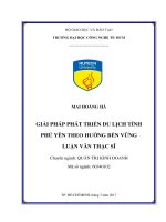Giải pháp phát triển du lịch ở tỉnh phú yên theo hướng bền vững 