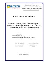 Kiểm toán khoản mục doanh thu bán hàng và cung cấp dịch vụ tại công ty TNHH kiểm toán tư vấn rồng việt​ 