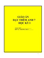 GIÁO ÁN DẠY THÊM ANH 7 CHƯƠNG TRÌNH MỚI CỰC HAY