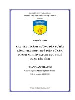 Các yếu tố ảnh hưởng đến sự hài lòng việc nộp thuế điện tử của doanh nghiệp tại địa bàn quận tân bình thành phố hồ chí minh 