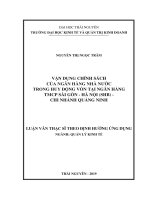 Vận dụng chính sách của ngân hàng nhà nước trong huy động vốn tại ngân hàng TMCP sài gòn   hà nội (SHB)   chi nhánh quảng ninh 