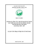 Đánh giá công tác chuyển quyền sử dụng đất trên địa bàn huyện bình chánh thành phố hồ chí minh giai đoạn 2015 2017 