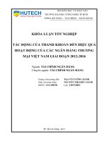 Tác động của thanh khoản đến hiệu quả hoạt động của các ngân hàng thương mại việt nam giai đoạn 2012 2016​ 
