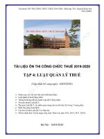 TÀI LIỆU ÔN THI CÔNG CHỨC THUẾ 2019 2020 TẬP 4 LUẬT QUẢN LÝ THUẾ