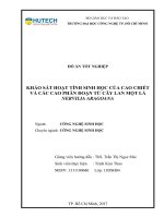 Khảo sát hoạt tính sinh học của cao chiết và các cao phân đoạn từ cây lan một lá nervilia aragoana​ 