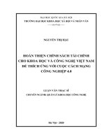 Hoàn thiện chính sách tài chính cho khoa học và công nghệ việt nam để thích ứng với cuộc cách mạng công nghiệp 4 0 