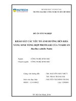 Khảo sát các yếu tố ảnh hưởng đến khả năng sinh tổng hợp protease của vi khuẩn bacillus subtilis natto​ 