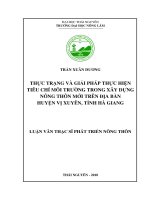 Thực trạng và giải pháp thực hiện tiêu chí môi trường trong xây dựng nông thôn mới trên địa bàn huyện vị xuyên, tỉnh hà giang​ 