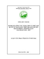 Đánh giá công tác tặng cho và thừa kế quyền sử dụng đất trên địa bàn huyện bạch thông, tỉnh bắc kạn giai đoạn 2014   2017​ 