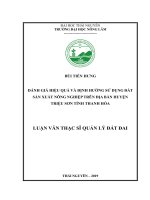 Đánh giá hiệu quả và định hướng sử dụng đất sản xuất nông nghiệp trên địa bàn huyện triệu sơn tỉnh thanh hóa​ 