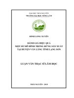 Đánh giá hiệu quả một số mô hình trồng rừng sản xuất tại huyện văn lãng tỉnh lạng sơn​ 