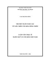 Truyện ngắn nam cao từ góc nhìn văn hóa nông thôn 