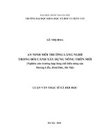 An ninh môi trường làng nghề trong bối cảnh xây dựng nông thôn mới (nghiên cứu trường hợp làng chế biến nông sản dương liễu   hoài đức   hà nội) 