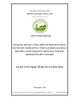 Đánh giá kết quả thực hiện kế hoạch sử dụng đất huyện nghĩa hưng, tỉnh nam định giai đoạn 2016 2018, lập kế hoạch sử dụng đất năm 2019, định hướng đến năm 2020​ 