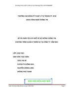 KHOA CÔNG NGHỆ THÔNG TIN. ĐỀ TÀI PHÂN TÍCH VÀ THIẾT KẾ HỆ THỐNG THÔNG TIN: CHƯƠNG TRÌNH QUẢN LÝ NHÂN SỰ TẠI CÔNG TY