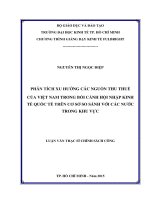 Phân tích xu hướng các nguồn thu thuế của Việt Nam trong bối cảnh hội nhập kinh tế quốc tế trên cơ sở so sánh với các nước trong khu vực