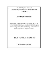Tính thanh khoản và định giá tài sản: bằng chứng thực nghiệm ở thị trường chứng khoán Thành phố Hồ Chí Minh