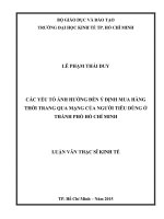 CÁC YẾU TỐ ẢNH HƯỞNG ĐẾN Ý ĐỊNH MUA HÀNG THỜI TRANG QUA MẠNG CỦA NGƯỜI TIÊU DÙNG Ở THÀNH PHỐ HỒ CHÍ MINH