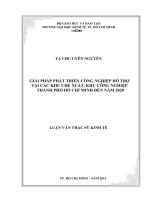 Giải pháp phát triển công nghiệp hỗ trợ tại các khu chế xuất, khu công nghiệp Thành phố Hồ Chí Minh đến năm 2020