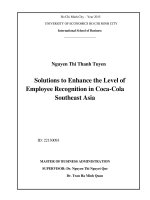 Solutions to enhance the level of employee recognition in Coca - Cola Southeast Asia