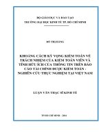 Khoảng cách kỳ vọng kiểm toán về trách nhiệm của kiểm toán viên và tính hữu ích của thông tin trên báo cáo tài chính được kiểm toán - nghiên cứu thực nghiệm tại Việt Nam